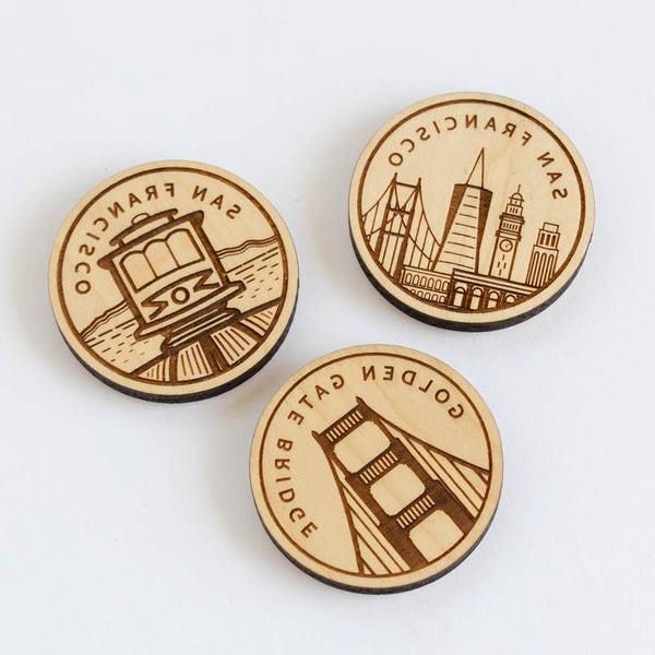 San Francisco Golden Gate Bridge Wood Magnet